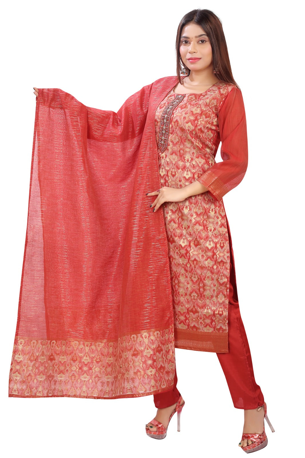 Premium Paithani Silk Kurti, Pant With Dupatta Set