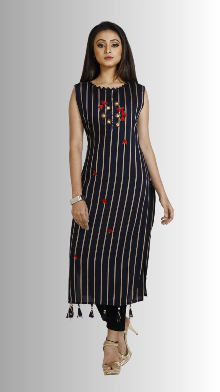 "Elegance Redefined: Lining Rayon Hand Work Designer Kurtis – Unleash Your Style with Artistry"